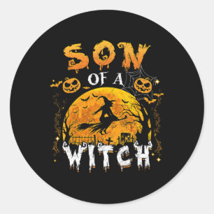 Sohn einer Hexenspuckfamilie, die Halloween Pumpk Runder Aufkleber