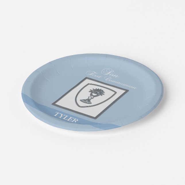 Sohn, Erste Kommune Silver Chalice Pappteller (Schrägansicht)