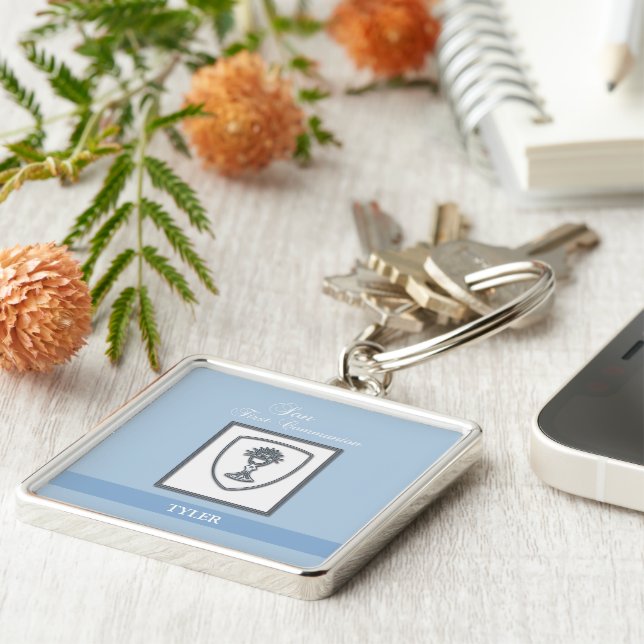 Sohn, Erste Kommune Silver Chalice Schlüsselanhänger (Seite)