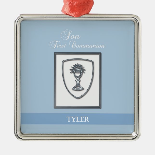 Sohn, Erste Kommune Silver Chalice Silbernes Ornament (Vorne)