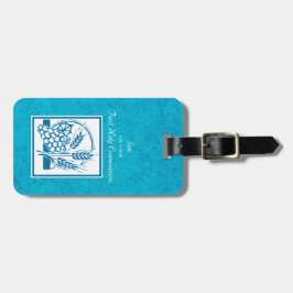 Sohn, Erste Kommune, Weizen, Trauben blau Gepäckanhänger