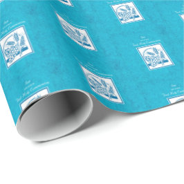 Sohn, Erste Kommune, Weizen, Trauben blau Geschenkpapier