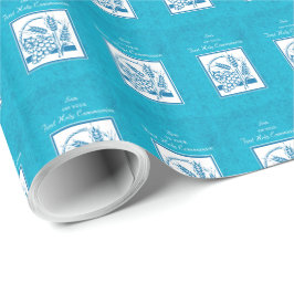 Sohn, Erste Kommune, Weizen, Trauben blau Geschenkpapier