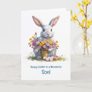 Sohn Frohe Ostern Süßer Hase Kaninchen und Ostern Karte