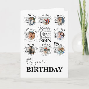 Sohn Geburtstag 8 Foto-Collage Typografie Karte