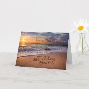 Sohn Geburtstag Sonnenuntergang am Strand mit Ozea Karte