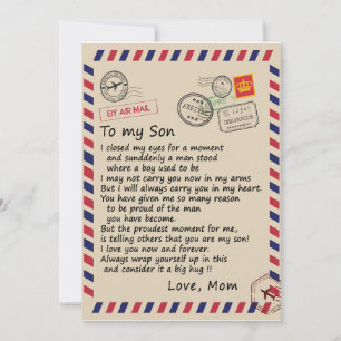 Sohn-Geschenk Brief an meinen Sohn Liebe von Mam Einladung