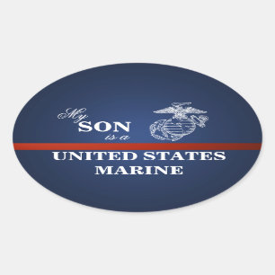 Sohn ist ein Marinesoldat Ovaler Aufkleber