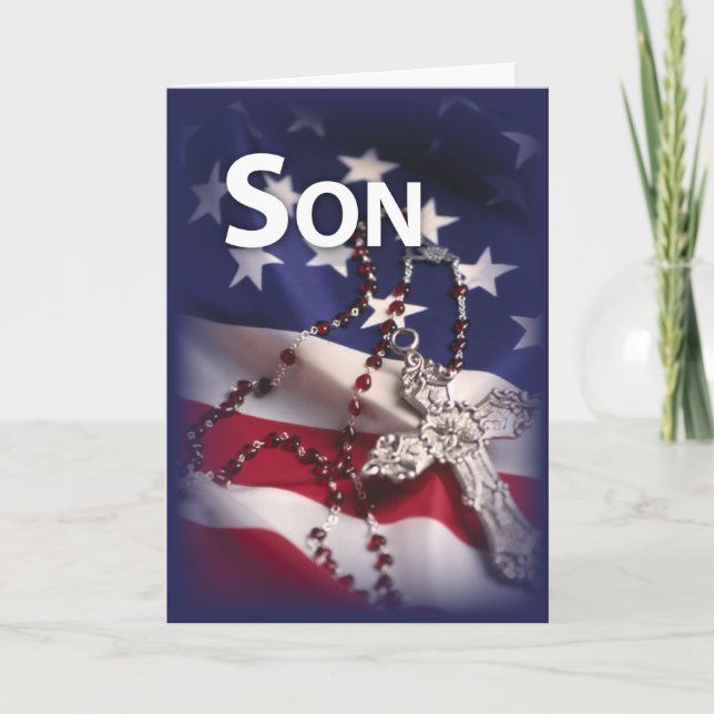 Sohn, Patriotische Kreuzflagge, religiös Karte (Vorderseite)