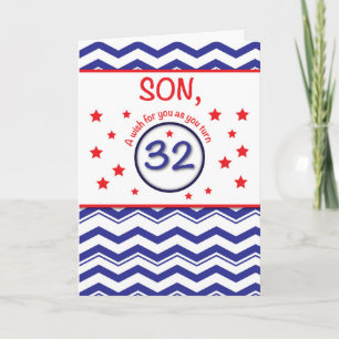 Sohn, Patriotischer 32. Geburtstag Karte