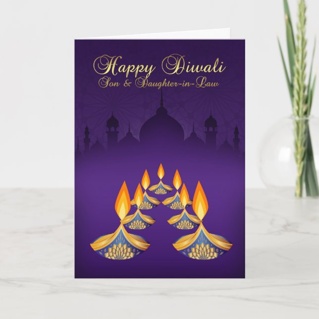 Sohn u. Schwiegertochter, Diwali Gruß-Karte, Karte (Vorderseite)