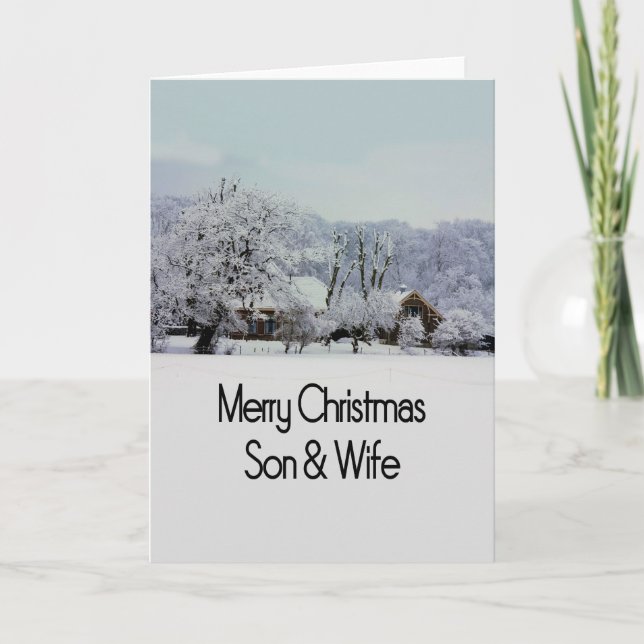 Sohn und Ehefrau Karte froher Weihnachten (Vorderseite)