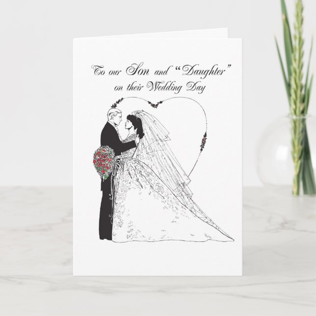 Sohn und Tochter am Hochzeitstag Karte (Vorderseite)