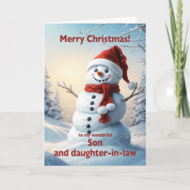 Sohn und Tochter im Gesetz Weihnachtsschneemann Feiertagskarte