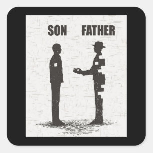 Sohn und Vater Quadratischer Aufkleber
