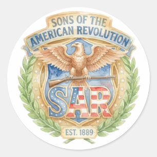 Söhne der Amerikanischen Revolution SAR Gegr. 1889 Runder Aufkleber