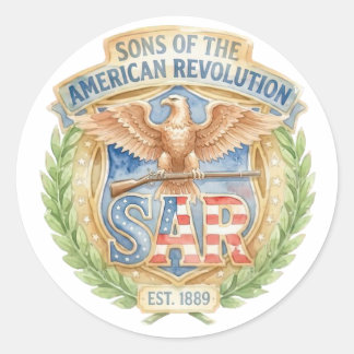 Söhne der Amerikanischen Revolution SAR Gegr. 1889 Runder Aufkleber