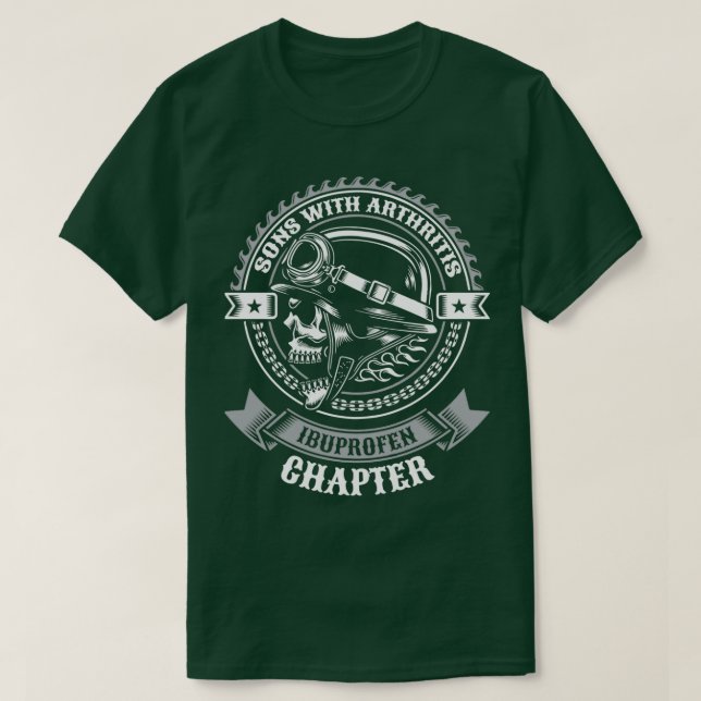 Söhne mit Arthritis Ibuprofen Chapter Biker Gift T-Shirt (Design vorne)