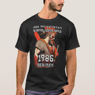Söhne Odin Birthday Geboren 1986 Back Print Valhal T-Shirt