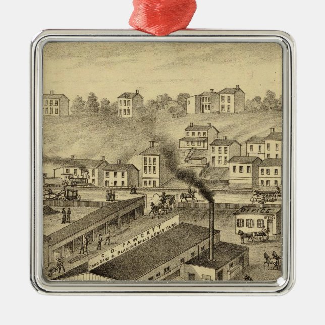 Soho sah und planierenmühlen und Lastkahn-Yards Silbernes Ornament (Vorne)