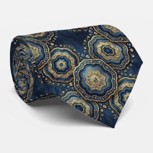 Soie fausse de luxe   Col de cravate géode Navy Bl