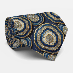 Soie fausse de luxe   Col de cravate géode Navy Bl