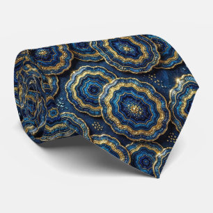 Soie fausse de luxe   Col de cravate géode Navy Bl