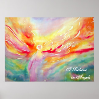 Soie Je crois en Anges Poster Art Peinture