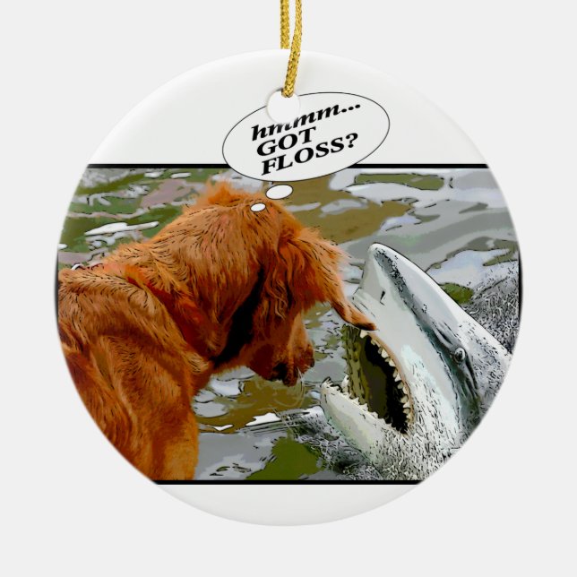 SOIE OBTENUE ? ORNEMENT - CHIEN/REQUIN (Devant)