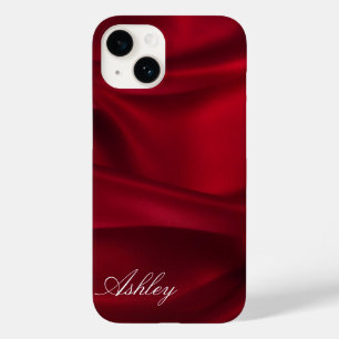 Soie rouge   coque iphone d'illusion satinée