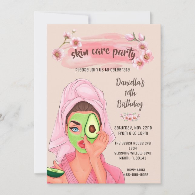 Soins de la peau Filles Spas Invitation de fête d' (Devant)