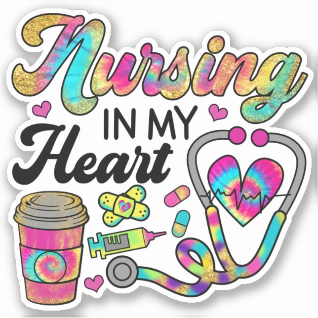 Soins infirmiers dans mon coeur Sticker de l'infir (Devant)