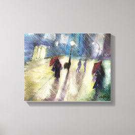 SOIR DE PLUIE, - aquarelle, papier toile enveloppé
