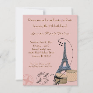 Soirée à Paris Fête Beige Invitation