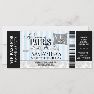 Soirée à Paris Sweet 16 fêtes Invitations