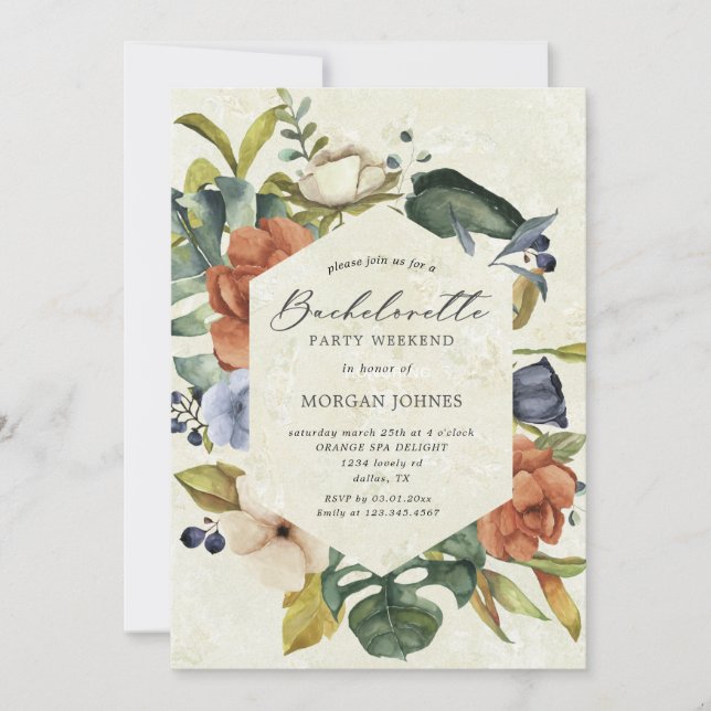 soirée bachelorette tropical floral Invitation (Devant)