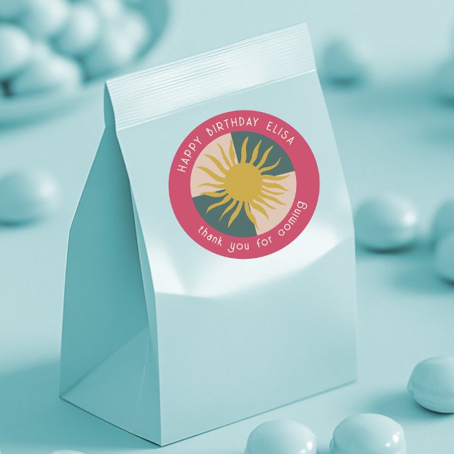 Soiree BIRTHDAY Modernes Niedliches KUSTOM Runder Aufkleber (Seaside Soiree BIRTHDAY Modern Cute CUSTOM Classic Round Sticker
)