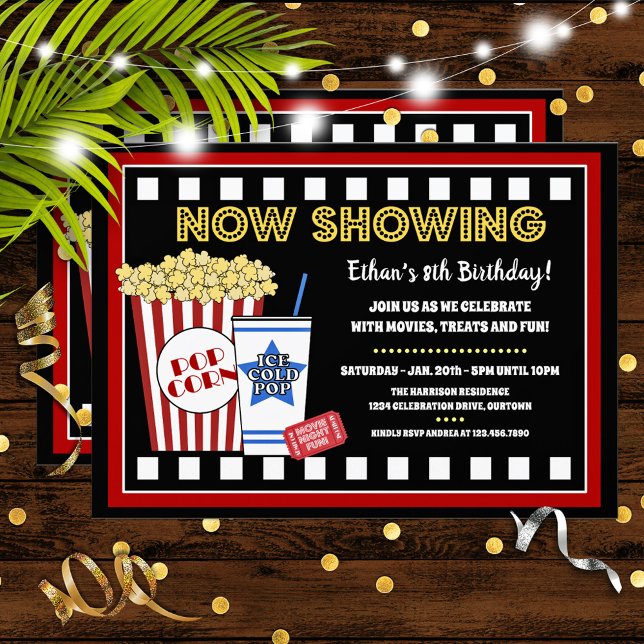 Soirée cinéma Anniversaire Fête Invitation (Créateur téléchargé)