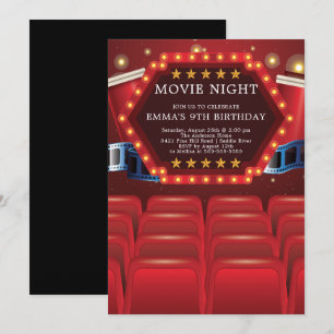 Soirée cinéma Invitations de fête d'anniversaire