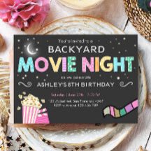 Soirée cinéma sous les étoiles Invitation annivers