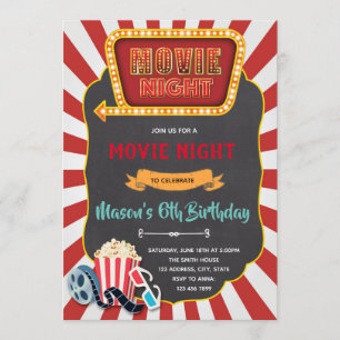 soirée cinéma vintage invitation