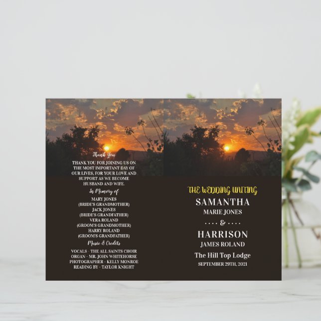 Soirée Coucher du soleil, programme de mariage rus (Debout devant)