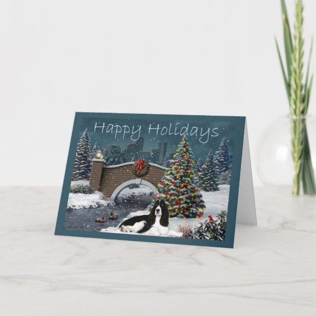 Soirée de carte de Noël d'épagneul de springer (Devant)