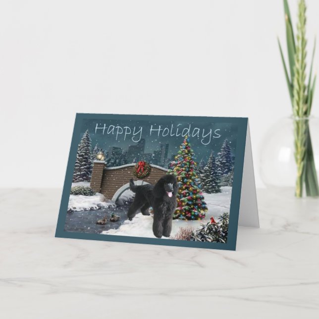 Soirée de la carte de Noël de caniche (Devant)