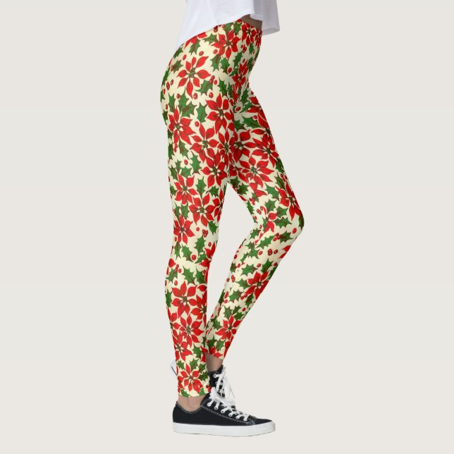 Soirée de Noël Poinsettia Leggings de haute qualit (Droite)