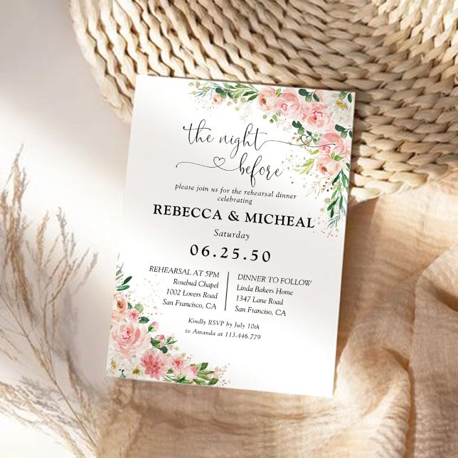 Soirée de répétition d'or rose pâle Invitation (Créateur téléchargé)