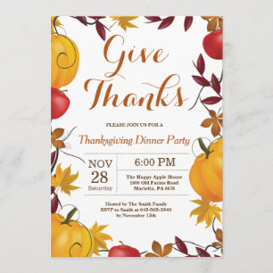 Soirée de Thanksgiving Automne Automne Invitation