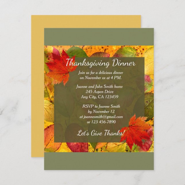 Soirée de Thanksgiving Invitation (Devant / Derrière)