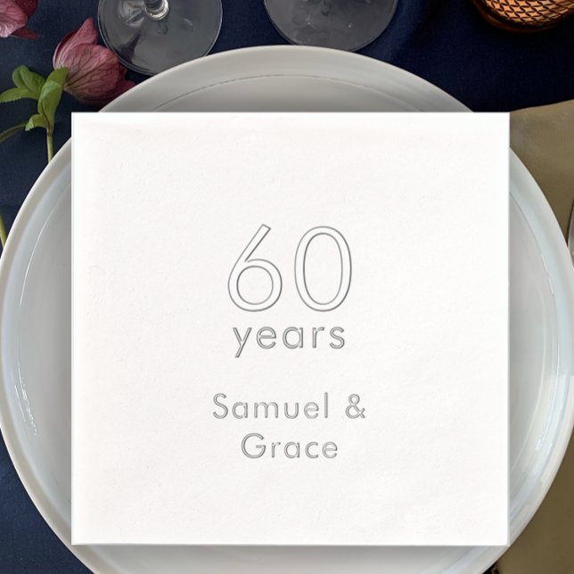 Soirée du 60e anniversaire moderne personnalisée (Add couple’s names for real foil napkins. Simple elegant 60th anniversary party napkins.
)