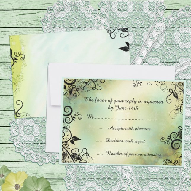 Soirée enchantée Déco Mariage feuille RSVP (Créateur téléchargé)